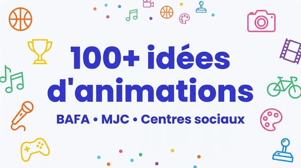 Illustration AnimDash : animation socioculturelle en groupe avec des enfants et des adolescents — idées de séances pour MJC, centres sociaux et formation BAFA.